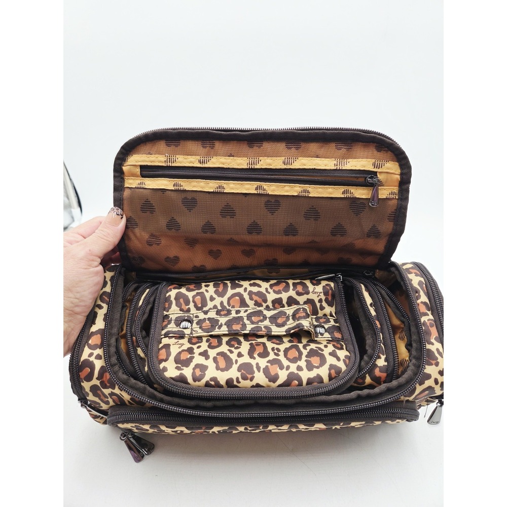 lug Trolley And Mini Trolley Cosmetic Makeup Travel Bag Set Leopard Print